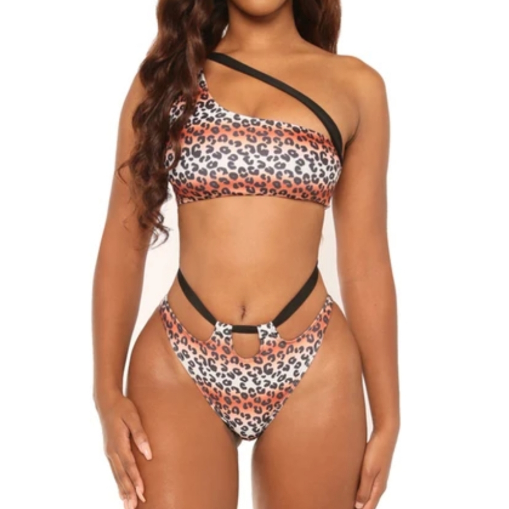 Leopard Print Two Piece Swimsuit